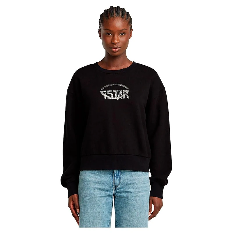 G-Star Women's Logo Loose Sweater, Black (dk black D26308-D427-6484), XS