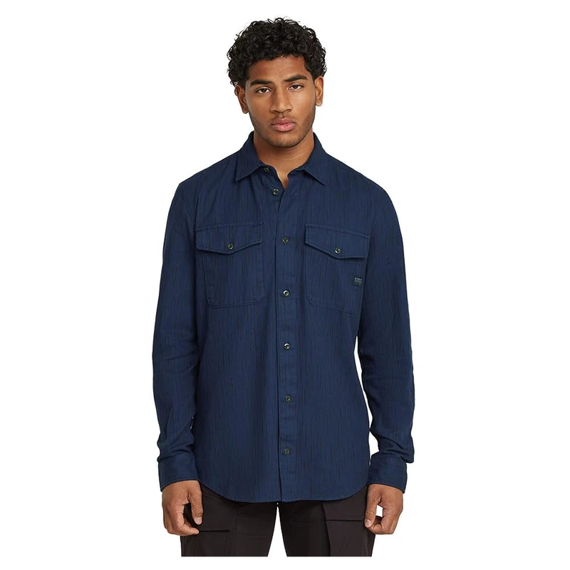 G-Star Men's Marine Slim Shirt, Multicolour (imperial blue gd rain camo D24963-D954-H170), XXL