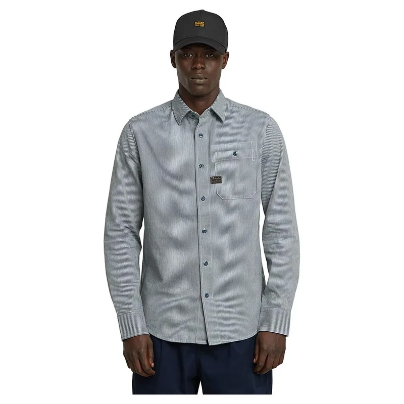 G-Star Men's Bristum 2.0 Slim Shirt , Multicolour (white/bolt grey stripe D23553-D912-H039), S