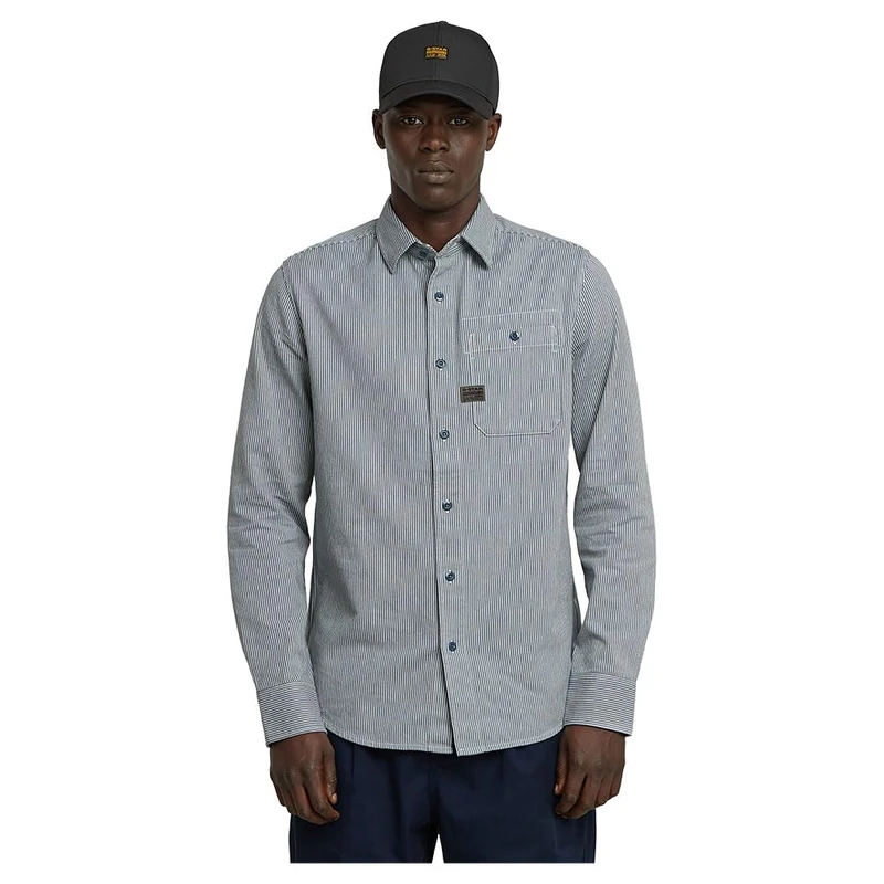 G-Star Men's Bristum 2.0 Slim Shirt , Multicolour (white/bolt grey stripe D23553-D912-H039), L