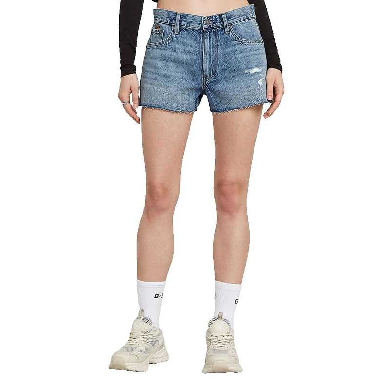 G-Star Women's True Denim Shorts Raw Edge , Blue (faded sea point blue destroyed D24376-D536-H079), 23