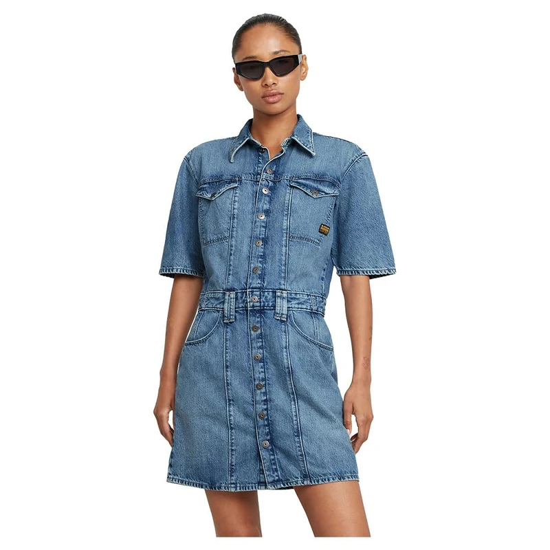 G-Star Women's Biker Dress , Blue (faded azura blue D26179-D301-H090), M