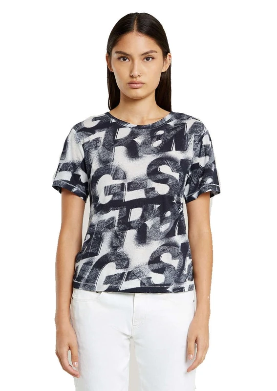 G-Star Women's Sprayed Letters Top, Multicolour (lt chalk sprayed letters D26066-C565-H264), S - Image 1
