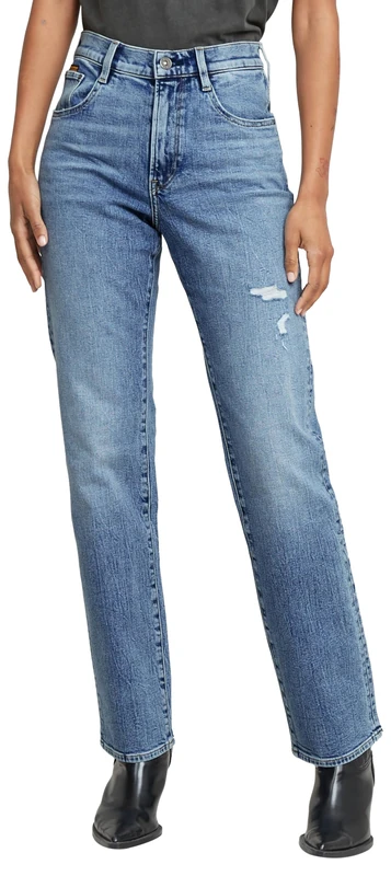 G-Star Women's Viktoria High Straight Jeans, Blue (faded sea point blue destroyed D23959-D930-H079), 33W / 32L
