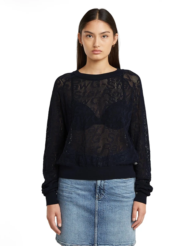 G-Star Women's Pointelle Lightweight Knitted Sweater, Blue (osaka blue D26059-D166-3873), L