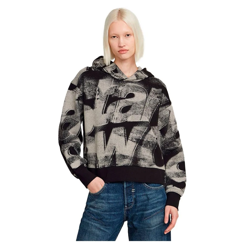 G-Star Women's Sprayed Letters Loose Hooded Sweater, Multicolour (lt chalk sprayed letters D26088-D325-H264), L