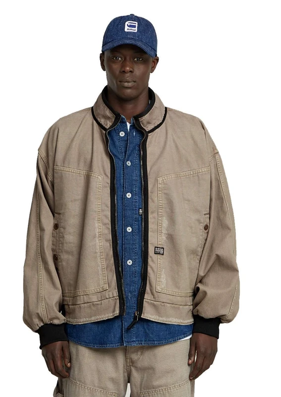 G-Star Men's Oversized Denim Bomber, Green (flint grey gd D26176-D491-H120), M - Image 1