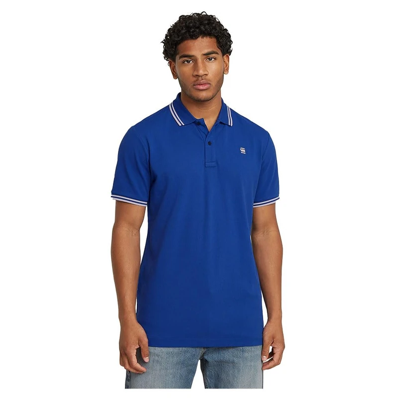 G-Star Men's Dunda Slim Stripe Polo , Blue (pilot D17127-5864-1235), S