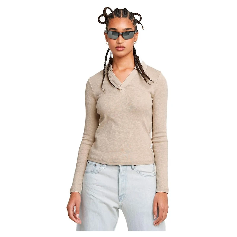 G-Star Women's Polo Top Slim , Beige (dk brick D26074-D958-1214), S