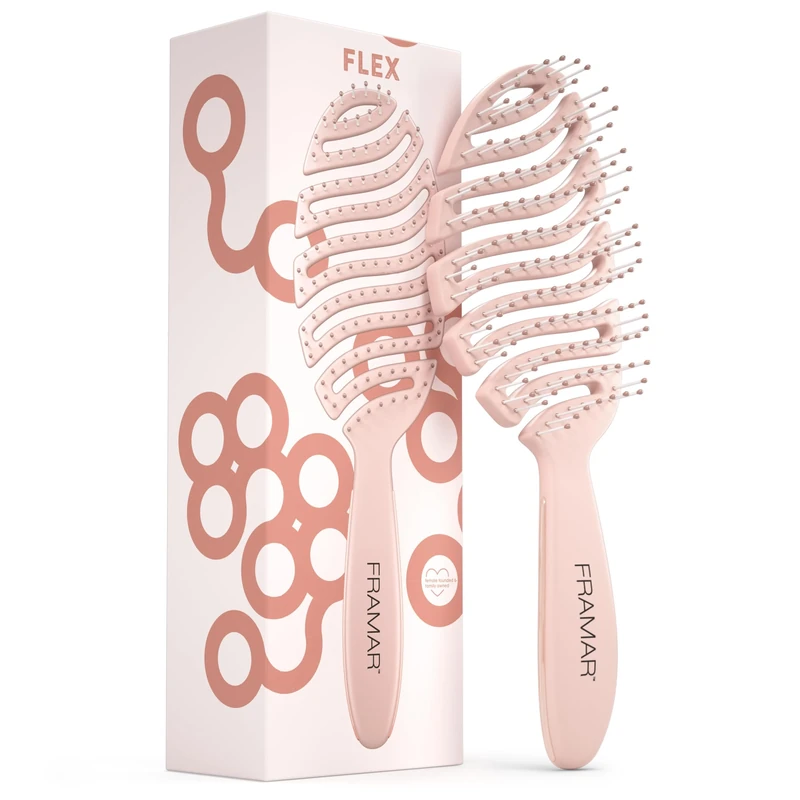 FRAMAR Wet Hair Brush Rose Gold – Flexible Hair Brush Women, Hairbrushes For Women, Hairbrush, Detangle Brush Hair, Flexible and Gentle on Scalp, Quick Drying - Champagne