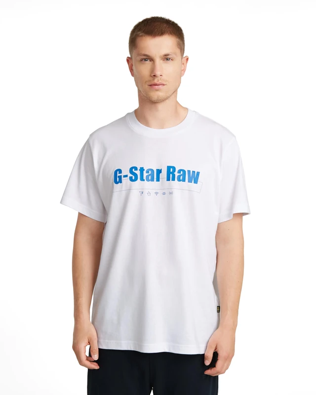 G-Star Men's Symbols Print Loose T-Shirt, White (white D25970-C336-110), L