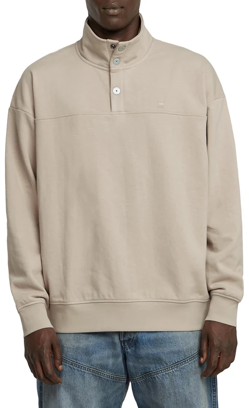 G-Star Men's Snap Button Loose Sweater, Beige (dk brick D26306-D566-1214), M - Image 1