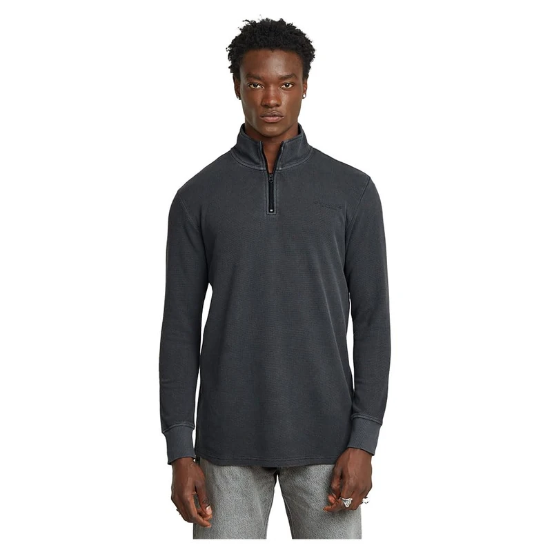 G-Star Men's Overdyed Half Zip Tweeter, Black (dk black gd D26451-D895-B564), L - Image 1