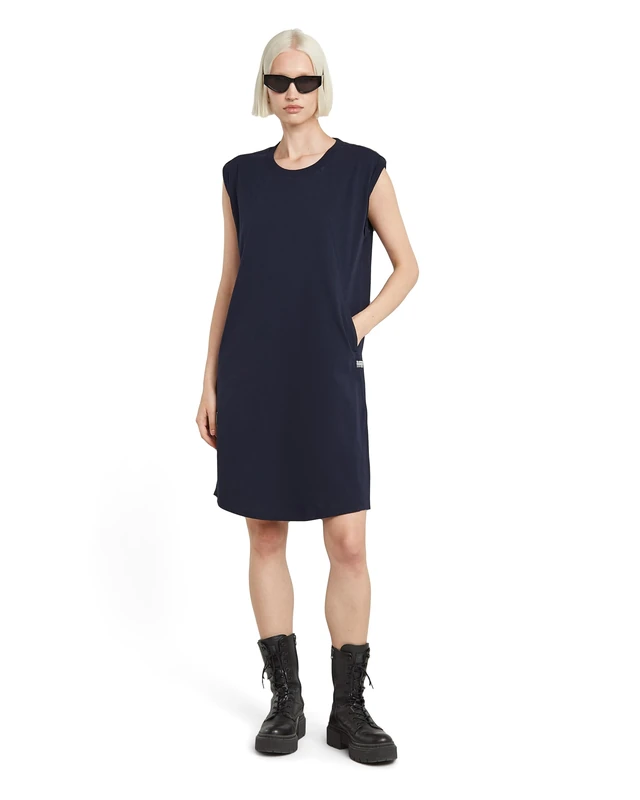 G-Star Women's Seam Detail Overdyed Loose Dress , Blue (osaka blue D26081-C336-3873), XS