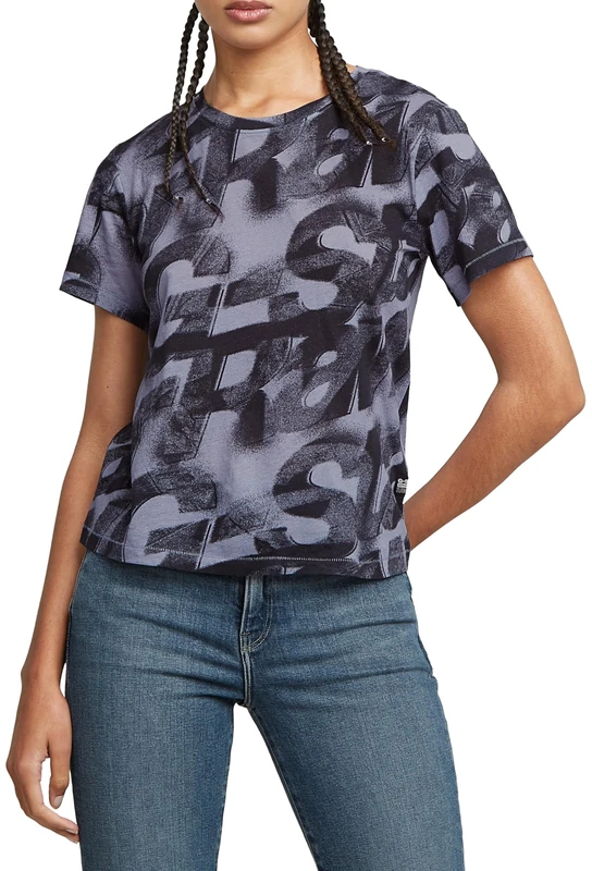 G-Star Women's Sprayed Letters Top, Multicolour (osaka blue sprayed letters D26066-C565-H317), S