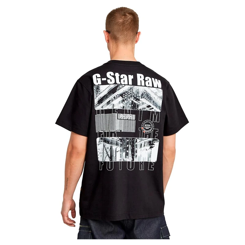 G-Star Men's Barcode Back Graphic Loose T-Shirt, Black (dk black D25976-C784-6484), XL - Image 1