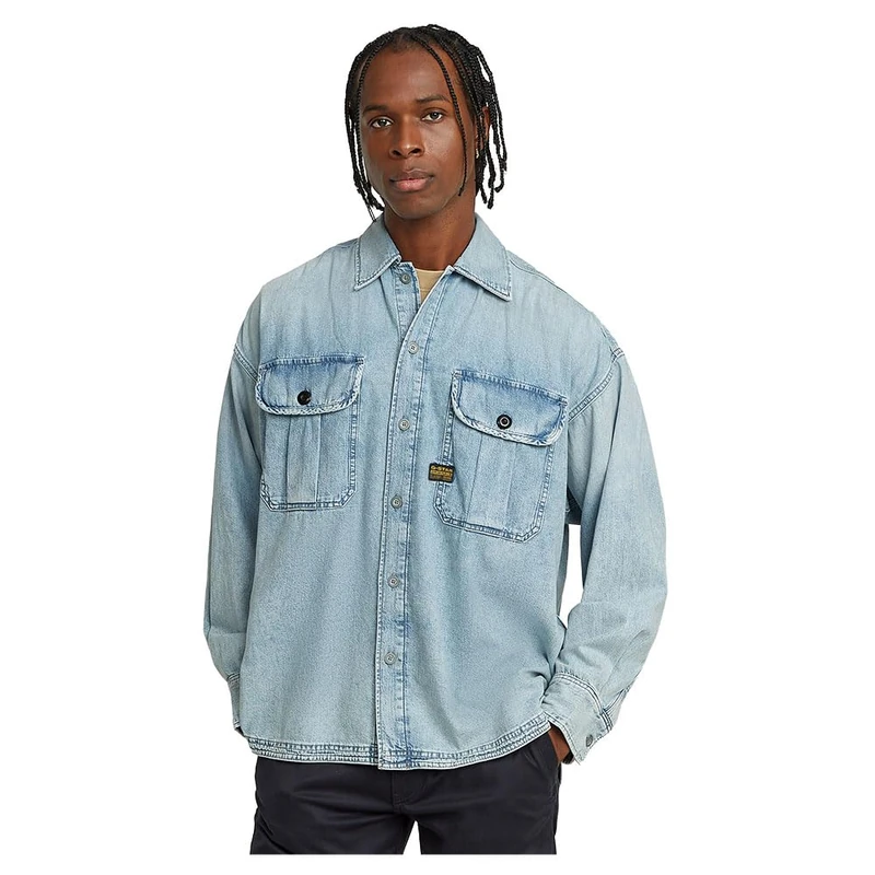 G-Star Men's Pleated 2-Pocket Boxy Shirt , Blue (sun faded isles blue D26060-D946-H180), M