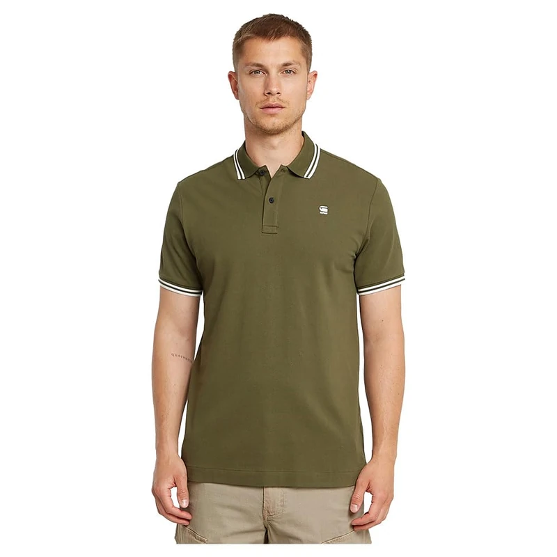 G-Star Men's Dunda Slim Stripe Polo , Green (shadow olive D17127-5864-B230), S