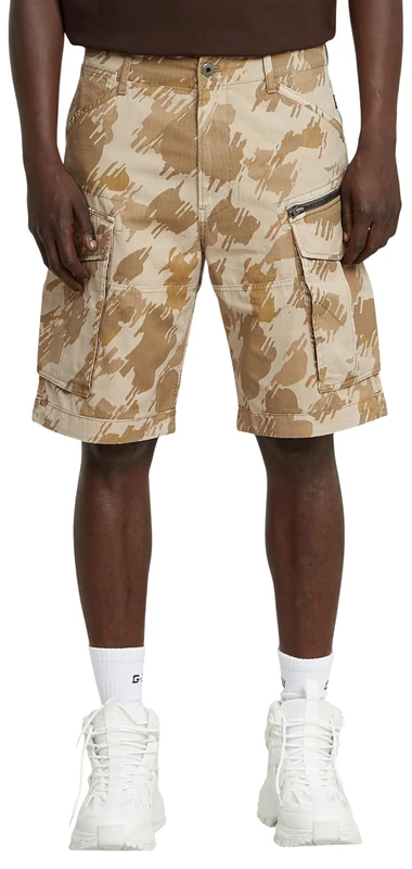 G-Star Men's Rovic Zip Relaxed Shorts, Multicolour (dk brick gd glitch beach camo D08566-D955-H174), 27