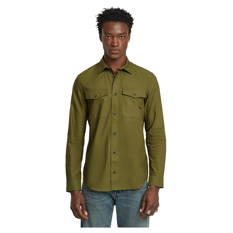 G-Star Men's Marine Slim Shirt, Multicolour (shadow olive/ensis green oxford D24963-7665-H046), XS