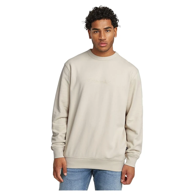 G-Star Men's G-Script Logo Sweater, White (whitebait D26407-D257-1603), S