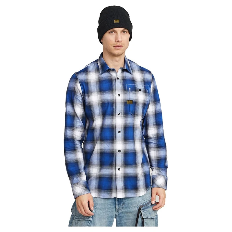 G-Star Men's Bristum 2.0 Slim Shirt , Multicolour (deep blue tyler check D23553-D122-H041), XXL