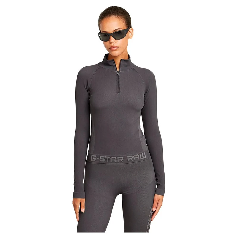 G-Star Women's Seamless Zip Top, Grey (grey asphalt D26341-D989-G277), S