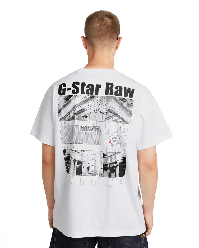 G-Star Men's Barcode Back Graphic Loose T-Shirt, White (white D25976-C784-110), S - Image 1