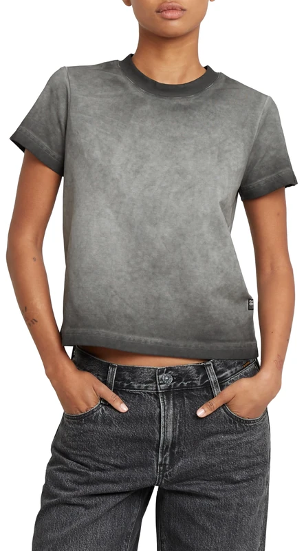 G-Star Women's Overdyed Micro Boxy Top, Black (dk black gd D26078-D756-B564), XS