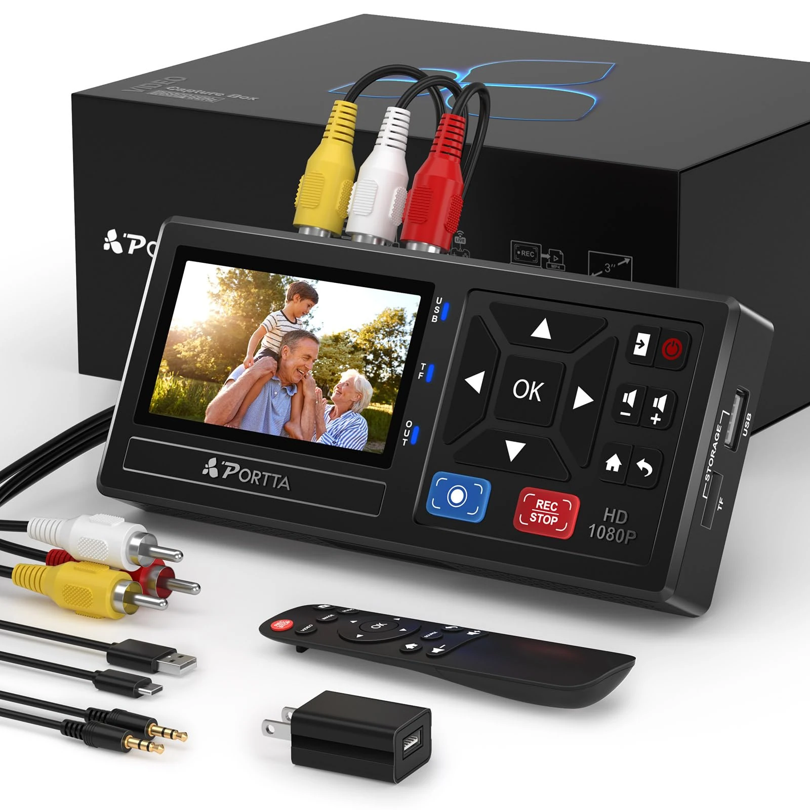 PORTTA VHS to Digital Converter, Video to Digital Recorder with Remote, Compatible with VHS, VCR, DVR, DVD, Hi8, Mini DV Players, Camcorder, Gaming Consoles (VHS/Tapes/DVD Player Not Included)