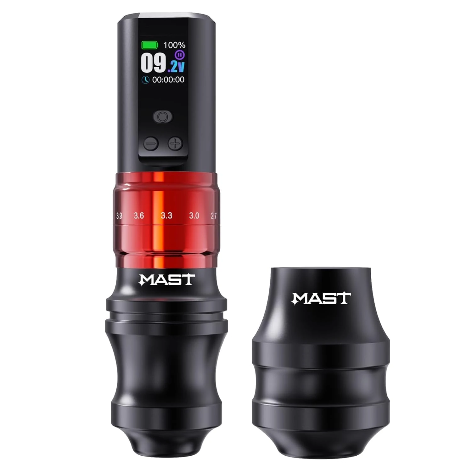 Mast Tattoo Fold2 Pro Wireless Tattoo Gun Rotary Pen Machine, Powerful Motor by Mcore, Smart Display, 7 Strokes Length for Pro Artists (RED)