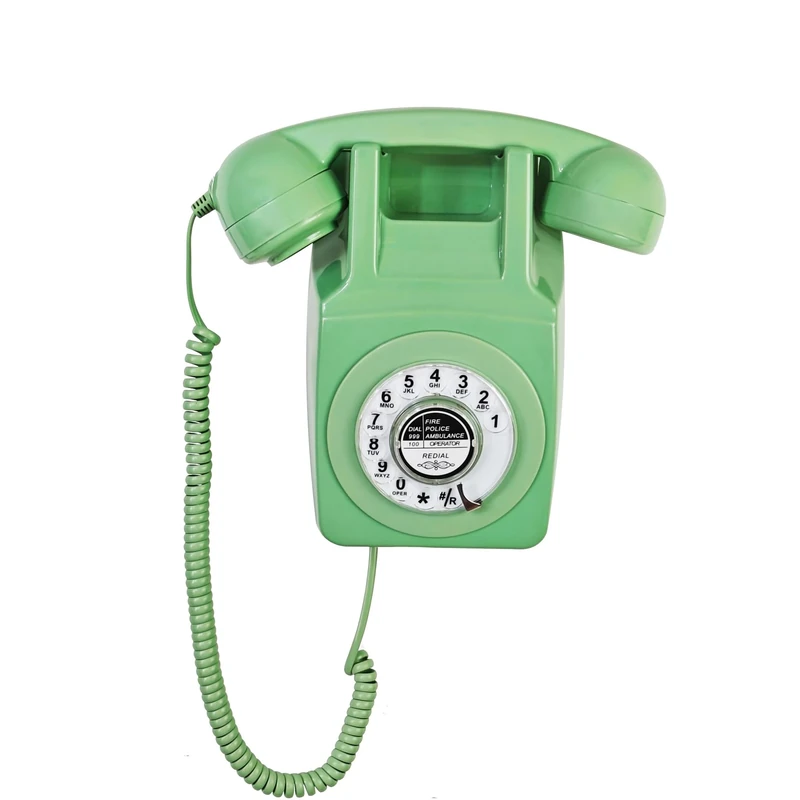 Retro Landline Telephone, Artisam Classic Corded Wall Phone, Vintage Old Fashion Wall Mount Rotary Dial Phone with Redial Function for Home Office Hotel School