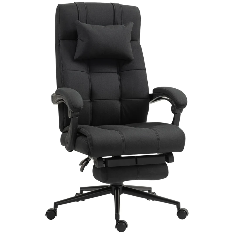 Vinsetto Office Chair, Computer Chair with Adjustable Height, Head Pillow, Footrest for Home, Black