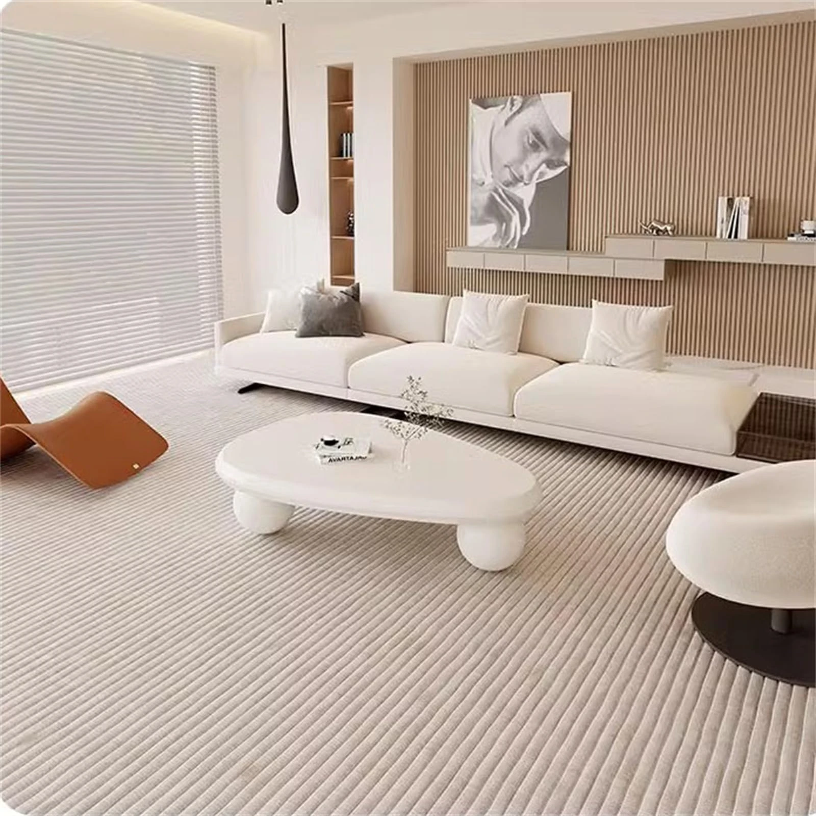 DAXUESEH Modern Coffee Table Low Coffee Table Cute Coffee Table Irregular Indoor Coffee Table with Spherical Base Stylish End Table for Living Room Decor,cream