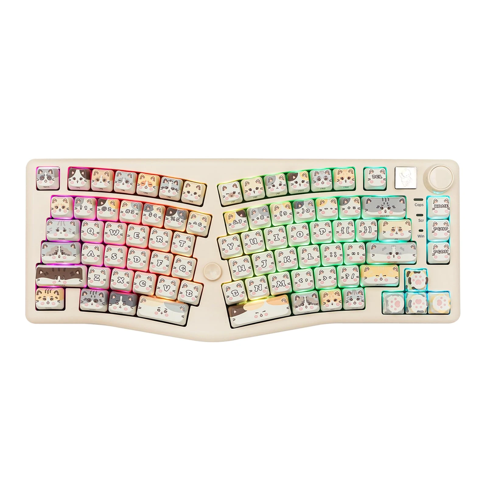 MechLands LEOBOG A75 75% Alice Keyboard, Wireless Gaming Keyboard with Knob and Joystick Design, Top Mount Mechanical Keyboard with Flex-Cut PCB, PC Plate, Magnetic Stands for Win/Mac (White Cat)