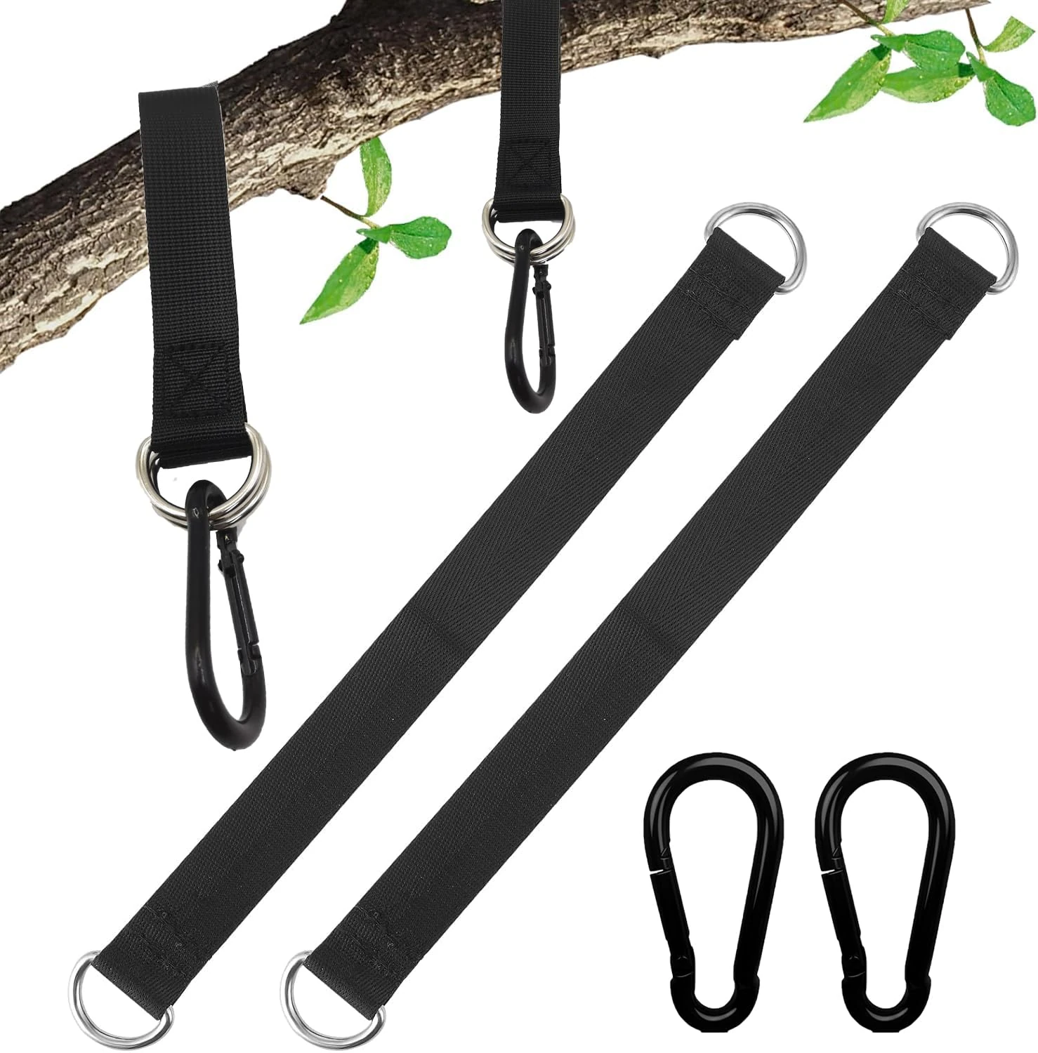 Panexf Tree Swing Hanging Kit - 2 PCS Hammock Straps and 4 Hooks