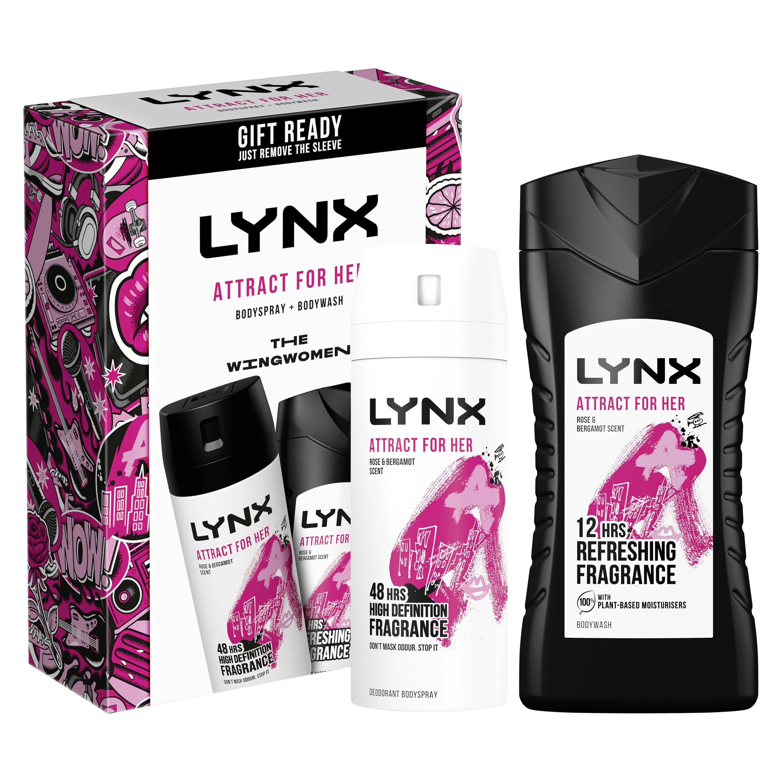 Lynx Attract for her The Sidekick Duo Gift Set Body Wash & Body Spray Deodorant