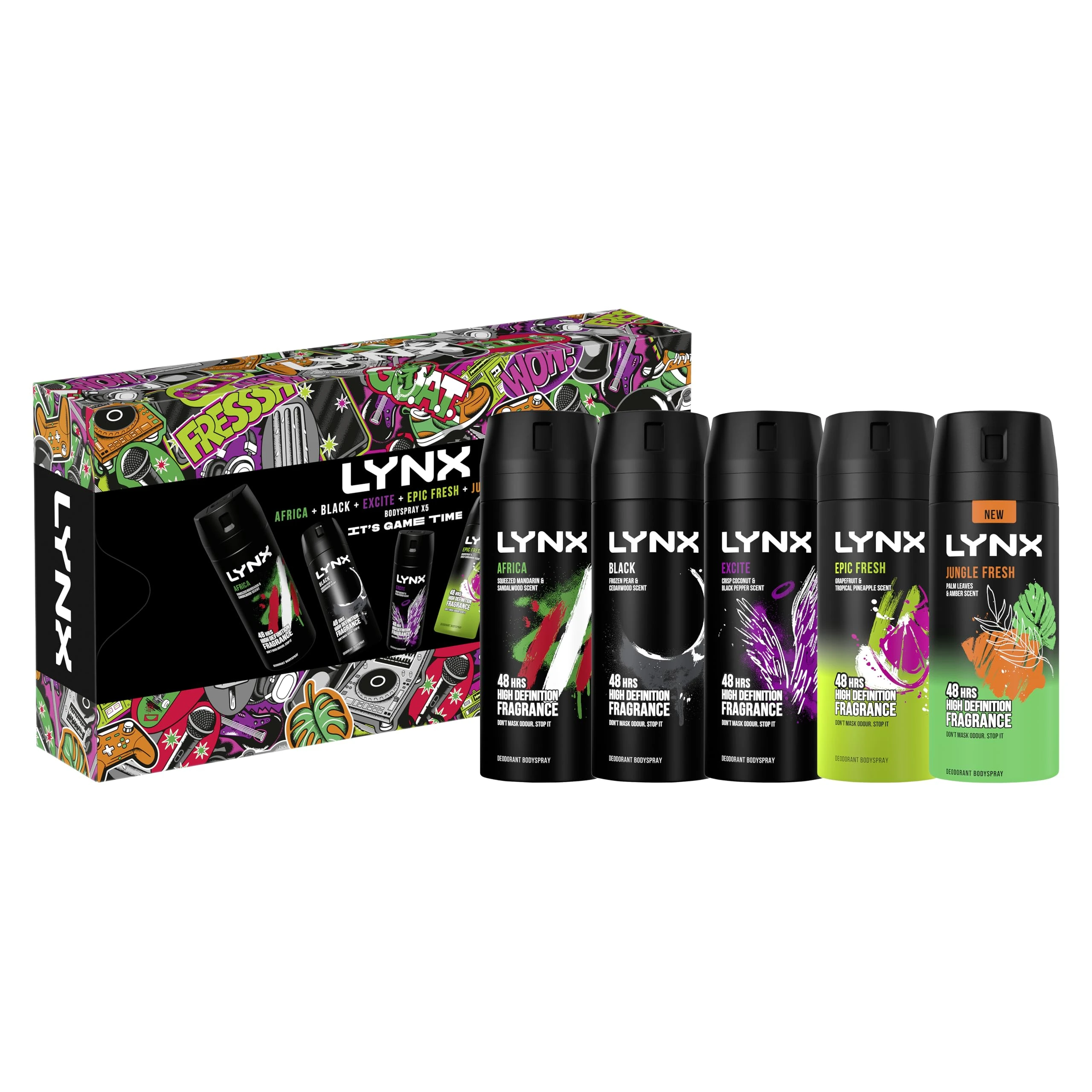 Lynx It's Game Time 5 piece Deodorant Body Spray Gift Set for him