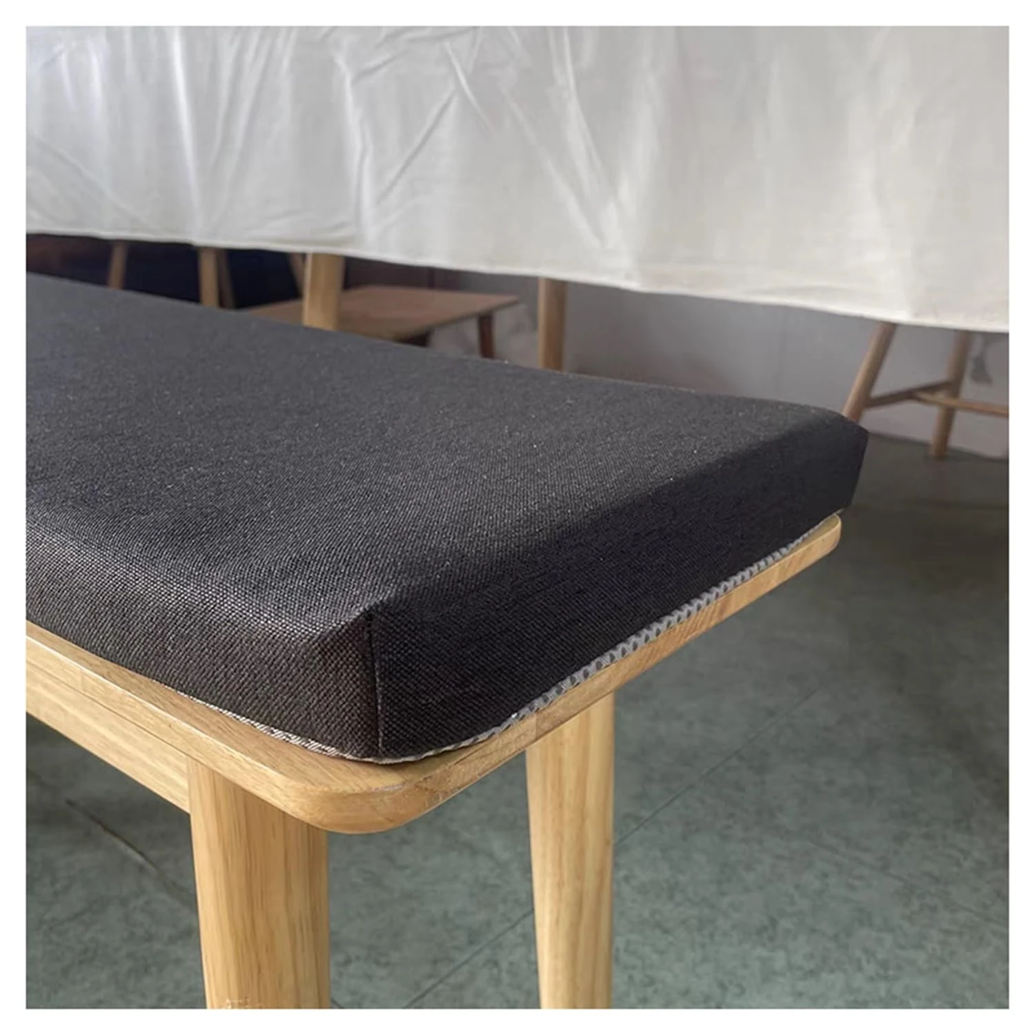 moismk Bench Cushion Outdoor 120cm/150cm/100cm x 40cm, Seat Cushions for Indoor Furniture Non-Slip Washable Bench Cushions Cover, 45D High-Resilience Upholstery Foam Cushion(Black,130x30cm/51x12in)