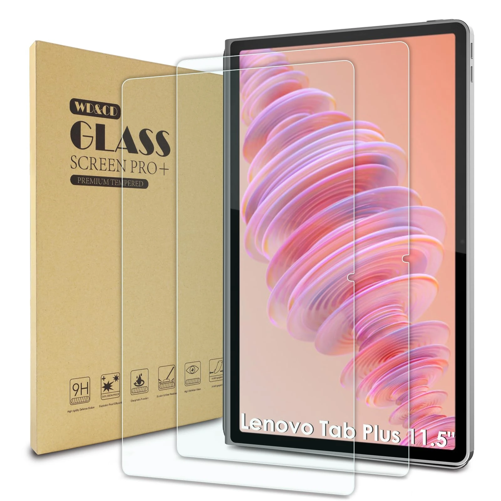 WD&CD 2 Pack Screen Protector Compatible with Lenovo Tab Plus 11.5'', Tempered Glass Film Replacement for Lenovo Tab Plus 11.5''Anti Scratch Anti BubbleHigh Definition