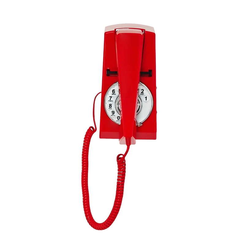 Artisam Retro Telephone, Vintage Landline Wall Mounted Rotary Dial Phone for Home Office Hotel School (Red)