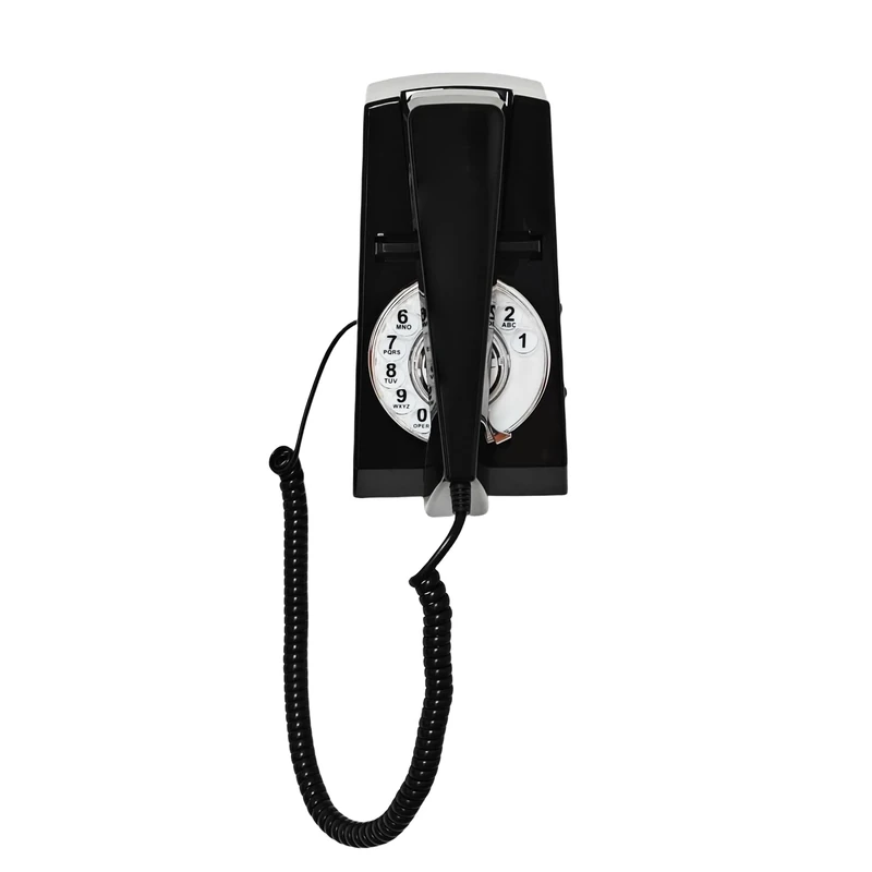 Artisam Retro Telephone, Corded Vintage Landline Wall Mounted Rotary Dial Phone for Home Office Hotel School (Black)