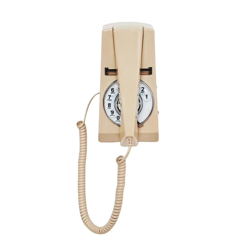 Artisam Retro Vintage Landline Telephone, Corded Wall Mounted Rotary Dial Phone for Home Office Hotel School (Ivory)