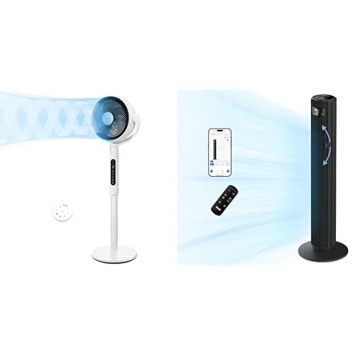 Levoit 20dB Quiet Pedestal Fans for Bedroom, Smart Silent Tower Fan 42Inch, 7.9m/s Powerful Electric Cooling Fan for Bedroom