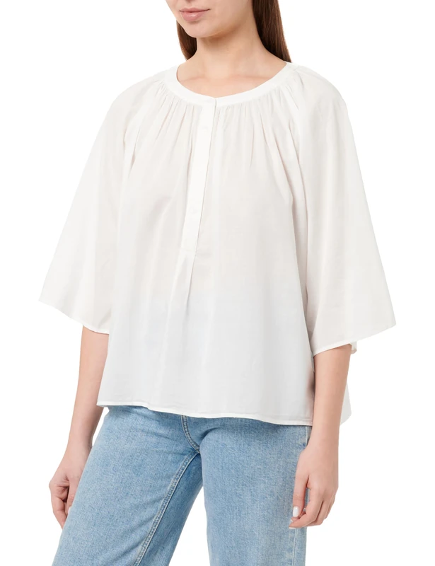 Tommy Hilfiger Women's CO Voile SS TOP WW0WW44470, White, 34 - Image 1