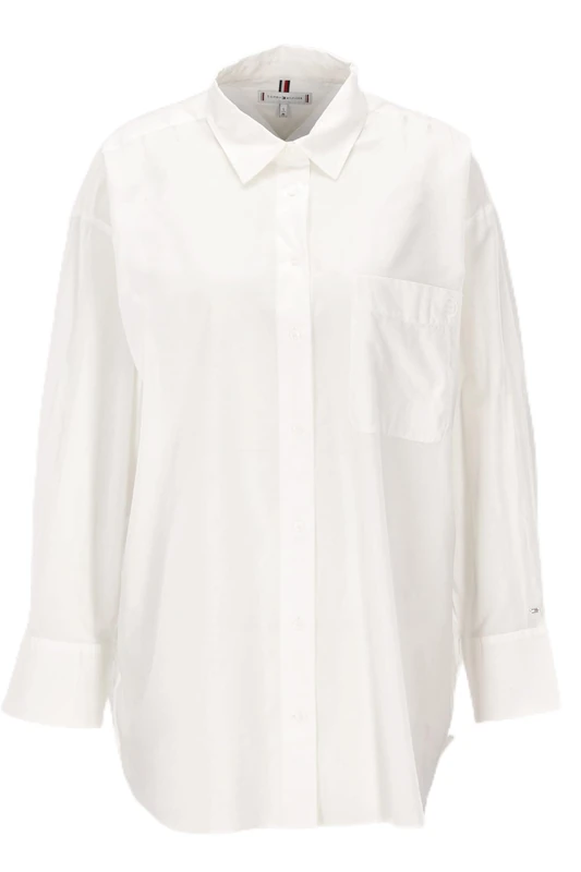 Tommy Hilfiger Women's CO Voile LS Button Down Shirt WW0WW45236, White, M-L