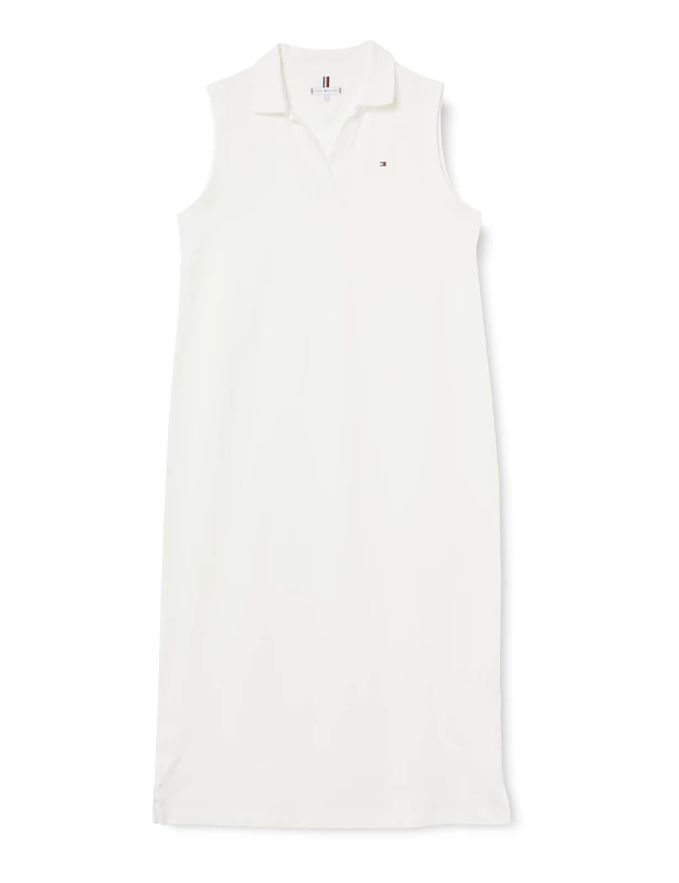Tommy Hilfiger Women's Pique Relaxed Polo NS MIDI Dress WW0WW44462, White, XXS