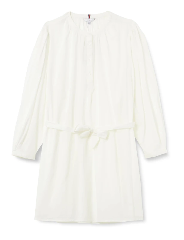 Tommy Hilfiger Women's Co Voile Short Ls Dress Ww0ww44469 Flare Dress, White (Th Optic White), 34