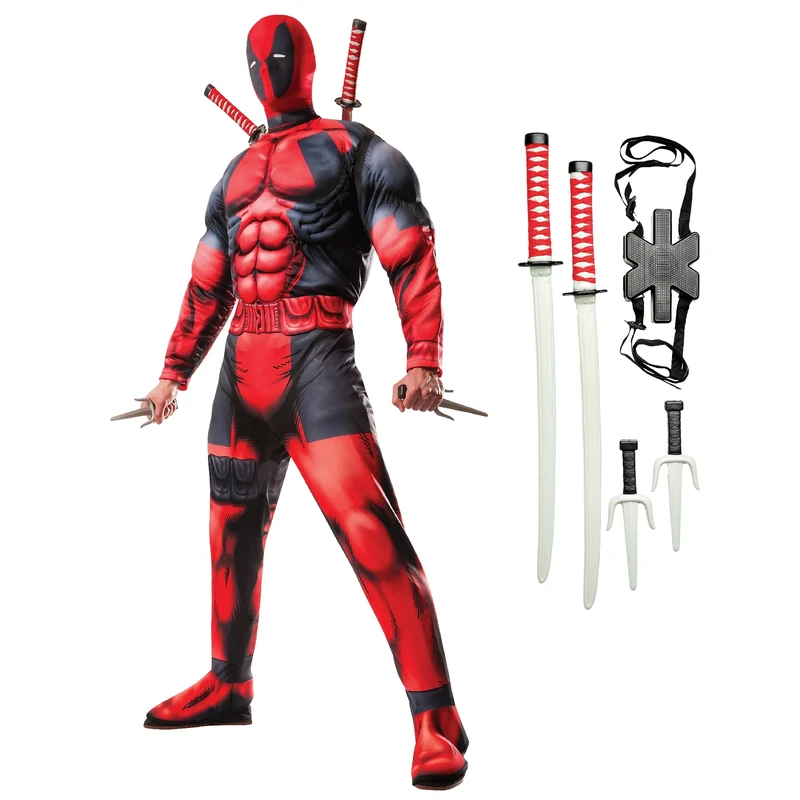 Rubies 810109BDLXL000 Deadpool Deluxe Adult Fancy Dress, Men, Cartoon, Multi, XL Halloween, World Book Day
