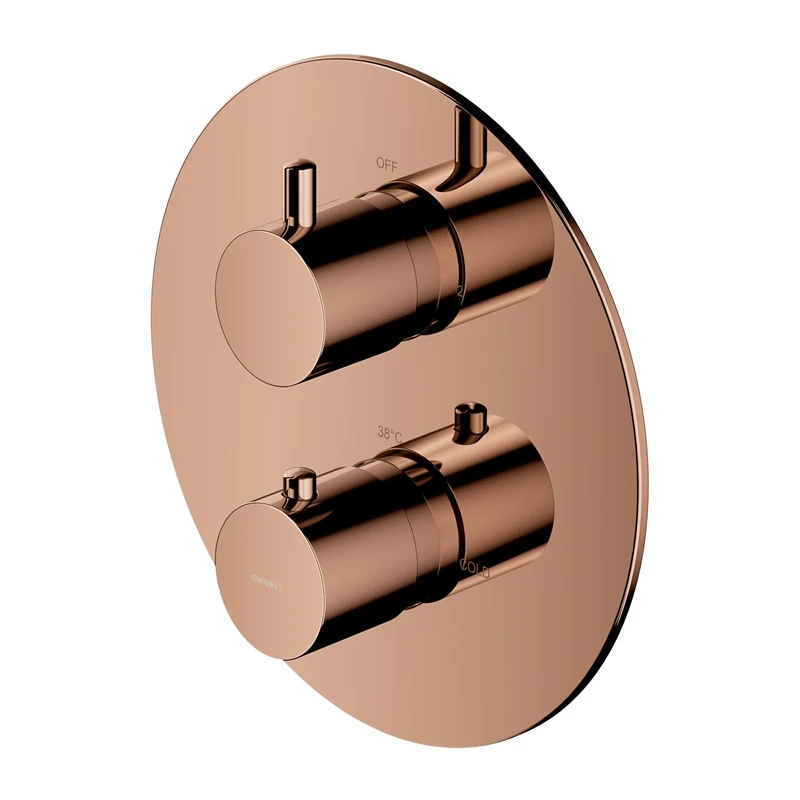 Omnires Y1236ROCP Surface Element of The Thermostatic Shower and Bath tap which is Mount Under The Plaster Y-copper-Y1236ROCP, Copper